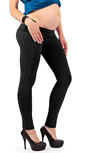 MAMAJEANS Paris - Leggings premamá opacos, algodón elástico suave, ajuste excelente - Made in Italy (40, Negro)