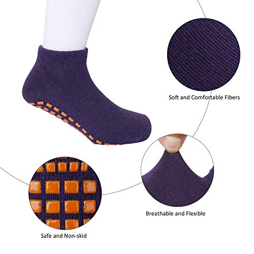 MaoXinTek Calcetines Antideslizantes para Niños Pequeños Algodón Lindo con Puños, Calentar 8 Pares de Zapatillas Calcetines de Piso de Corte Bajo con Silicona para 1-3 años de Bebés y Niñas