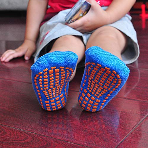 MaoXinTek Calcetines Antideslizantes para Niños Pequeños Algodón Lindo con Puños, Calentar 8 Pares de Zapatillas Calcetines de Piso de Corte Bajo con Silicona para 1-3 años de Bebés y Niñas