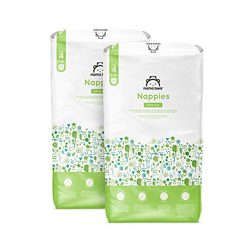 Marca Amazon - Mama Bear Pañales ultra-secos - Talla 4 (8-14 kg) - Con canales - 168 pañales (2 bolsas x 84) - Nueva versión