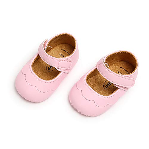 MASOCIO Zapatos Bebe Niña Recién Nacido Primeros Pasos Zapatos Bebé Princesa Suela Blanda Antideslizante Rosa 12-18 Meses