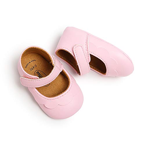 MASOCIO Zapatos Bebe Niña Recién Nacido Primeros Pasos Zapatos Bebé Princesa Suela Blanda Antideslizante Rosa 12-18 Meses