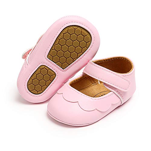 MASOCIO Zapatos Bebe Niña Recién Nacido Primeros Pasos Zapatos Bebé Princesa Suela Blanda Antideslizante Rosa 12-18 Meses