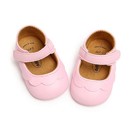 MASOCIO Zapatos Bebe Niña Recién Nacido Primeros Pasos Zapatos Bebé Princesa Suela Blanda Antideslizante Rosa 12-18 Meses