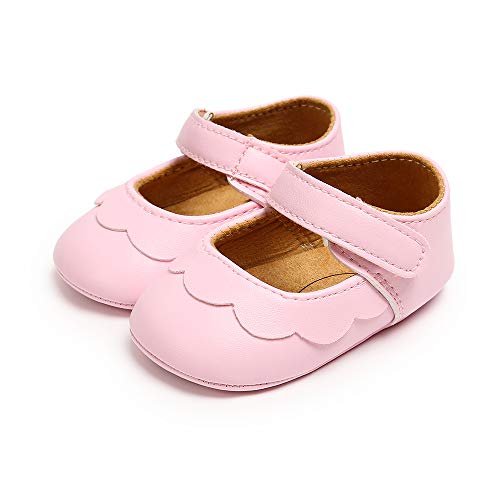 MASOCIO Zapatos Bebe Niña Recién Nacido Primeros Pasos Zapatos Bebé Princesa Suela Blanda Antideslizante Rosa 12-18 Meses