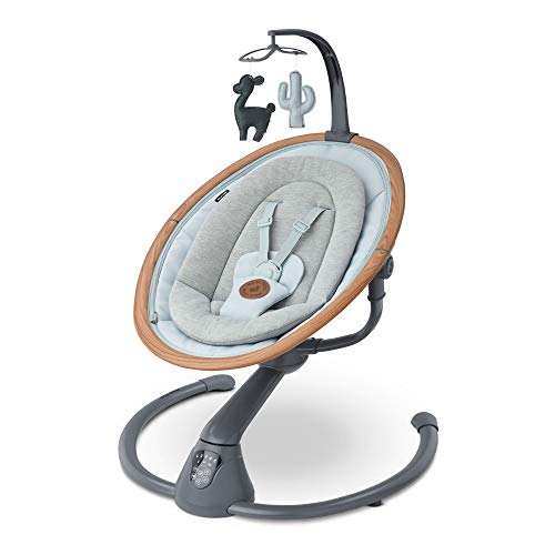 Maxi-Cosi Cassia Swing, Hamaca eléctrica para recién nacidos con música, desde el nacimiento hasta aprox. 6 meses, 0-9 Kg, Color Grey (Gris)