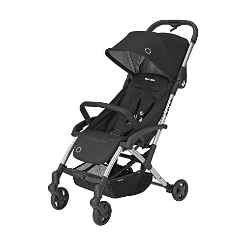 Maxi-Cosi Laika 2 Cochecito bebé plegable con una sola mano, ligero y compacto, hamaca alta y reclinable con posición para dormir, burbuja de lluvia includida, essential black