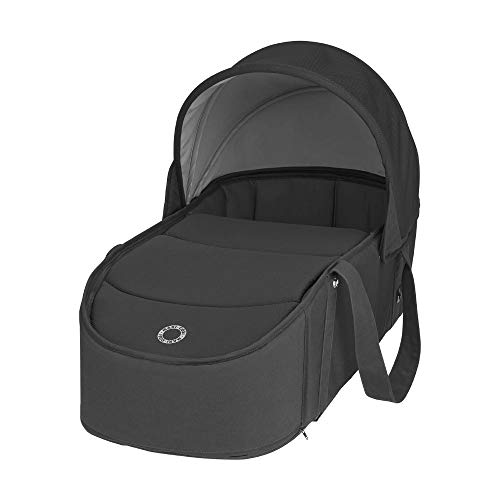 Maxi-Cosi Laika Capazo blando ligero y plebagle compacto, alcochado para el comfort del bebé, compatible con el cochecito Laika 2, color essential black