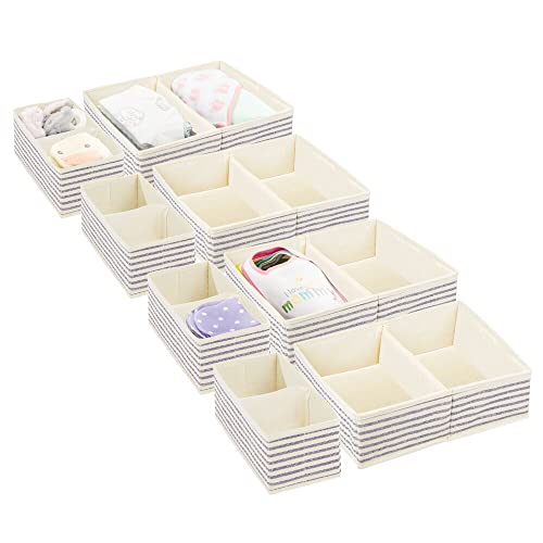 mDesign Juego de 4 Cajas de almacenaje para Cuarto Infantil y Ropa de bebé – Cesta organizadora Plegable en 2 tamaños – Organizador de armarios de Fibra sintética Transpirable – Crudo/Azul