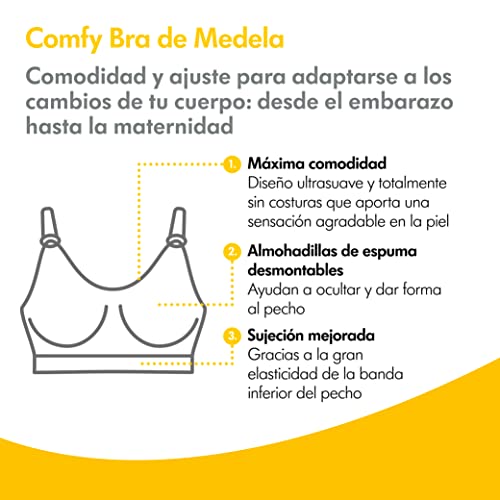 Medela Sujetador Comfy de maternidad y lactancia - Sujetador sin costuras y sin aros para el embarazo y lactancia con banda elástica y tejido transpirable para mayor comodidad durante todo el día