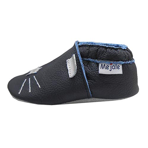 Mejale - Zapatos de piel para bebé, diseño de mocasines de bebé, (azul marino), 18-24 mois