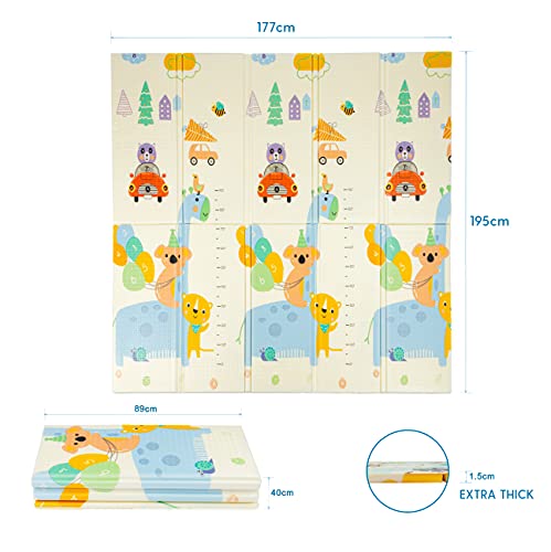 Milliard Alfombra de Jeugos para Bebés de Espuma- Plegable, Portáti, Impermeable, Reversible, de Doble Cara, y No Tóxico para Niños Pequeños y Bebés (Grande 195 x 177 x 1.5 cm)