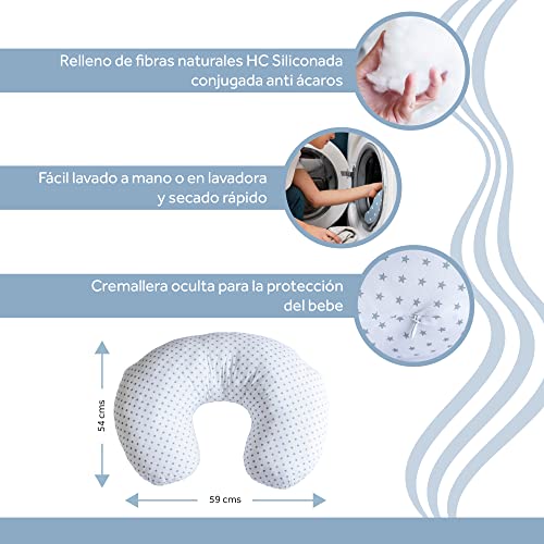 Mini SOFT HUGS Cojin De Lactancia con 2 Fundas Hecho en España, Almohada Embarazada para Dormir Suave de Algodón 100%, en Forma de U para Bebé, Regalos Originales para Bebe Recién Nacido, con Cariño