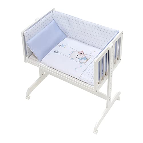 Minicuna Madera Colecho Completa con Vestiduras y colchón Modelo CT012 Azul