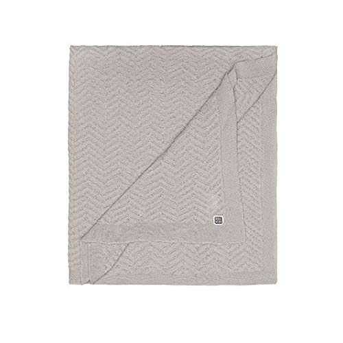 Minutus Manta Bebé de Punto Fino Tricot, Modelo Delta, 100% Algodón, 80x90 Cm, Mantita Bebé zig-zag (Gris)