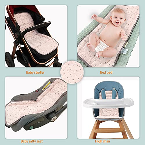 Miracle Baby Cojín Carro Bebe,Colchoneta Silla Paseo Universal,Cojín Silla de Paseo para el Cochecito y Asiento de Carro, 100% Algodón, 32x80cm (Rosado)