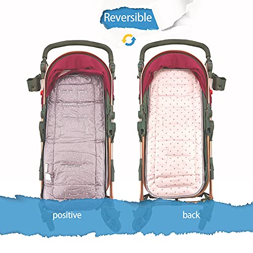 Miracle Baby Cojín Carro Bebe,Colchoneta Silla Paseo Universal,Cojín Silla de Paseo para el Cochecito y Asiento de Carro, 100% Algodón, 32x80cm (Rosado)