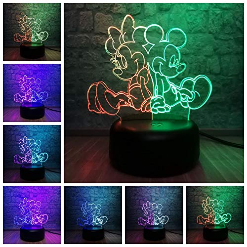 Mix Mickey Minnie night Light for Kids - Lámpara de noche táctil para parejas o cartoon de pie para fiestas