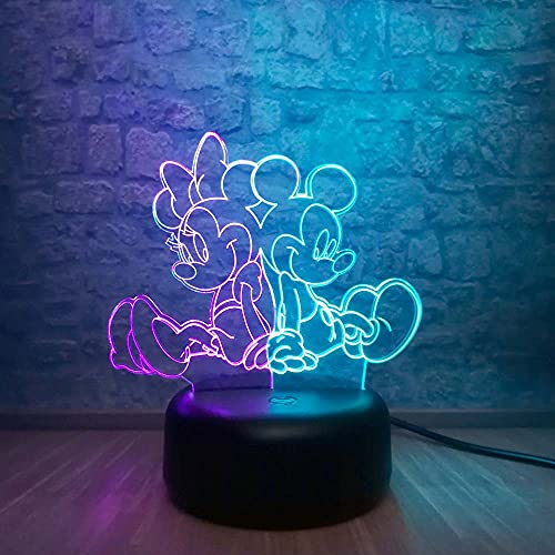 Mix Mickey Minnie night Light for Kids - Lámpara de noche táctil para parejas o cartoon de pie para fiestas