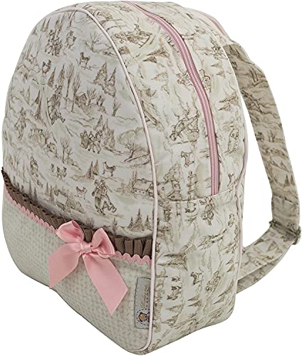 Mochila infantil Personalizable en Plastificado - Mochila Bebé - Modelo Aroa - Color Camel/Rosa - Medidas 11 x 24 x 30 cm - Personalizar Regalos - Handmade - Hecho en España - Nenel