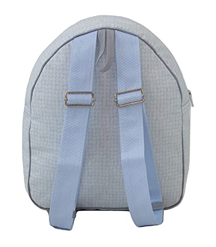 Mochila Infantil Personalizable en Plastificado - Mochila Bebé - Modelo Circle - Color Celeste/Gris - Medidas 11 x 24 x 30 cm - Personalizar Regalos - Handmade - Hecho en España - nenel