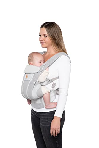 Mochila portabebé Ergobaby Omni Breeze recién nacidos desde su nacimiento hasta que pesan 20kg, portabebé ergonómica de Malla SoftFlex, 4 posiciones de transporte (Pearl Grey)