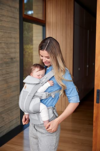 Mochila portabebé Ergobaby Omni Breeze recién nacidos desde su nacimiento hasta que pesan 20kg, portabebé ergonómica de Malla SoftFlex, 4 posiciones de transporte (Pearl Grey)