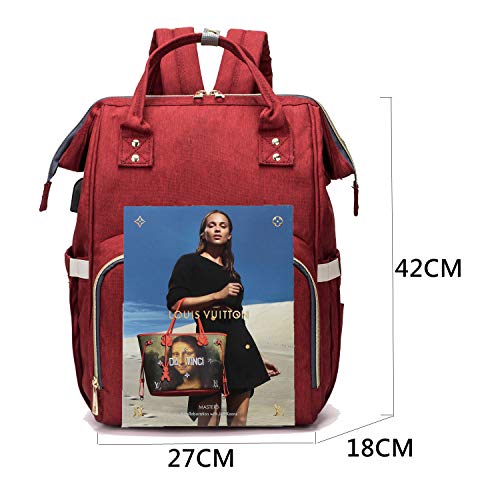 Mochilas para Pañales Biberones, Bolso de Viaje Gran Capacidad Impermeable Bolsos Cambiadores Multifunción para Cuidado de Bebé y Mamá viajes con Cambiador y Ganchos Carrito Bebé(rojo)