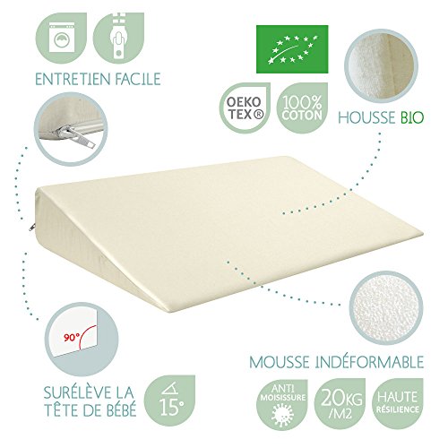 Modulit – Cojín antivómitos para cuna, desenfundable. funda de bambú Talla:pour lit bébé 60x120cm