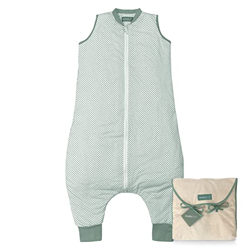 molis&co. Saco de Dormir con pies. 1.0 TOG. 2 años. Ideal para Primavera y otoño. Vichy Green. 100% algodón orgánico (Gots).