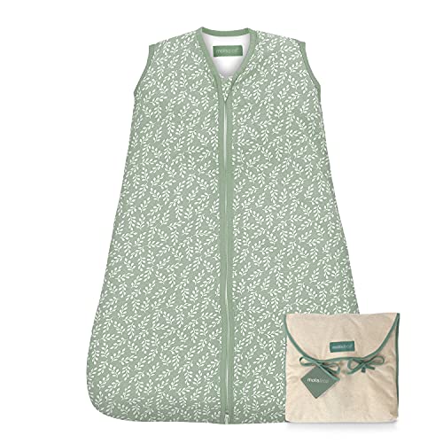 molis&co. Saco de Dormir para bebé. 2.5 TOG. 6 a 18 Meses. Ideal para Entretiempo e Invierno. Green Garden. 100% algodón orgánico (Gots).