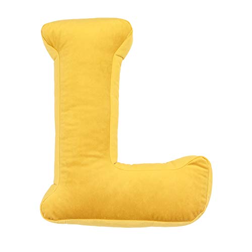 MOMAID - Almohada de terciopelo con letra de inicio suave, cojín decorativo para niños, decoración de habitación de niños, regalo para bebés (amarillo, letra L)