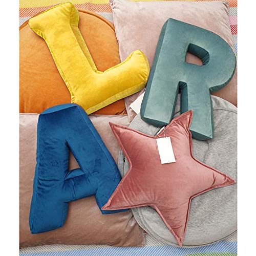 MOMAID - Almohada de terciopelo con letra de inicio suave, cojín decorativo para niños, decoración de habitación de niños, regalo para bebés (amarillo, letra L)