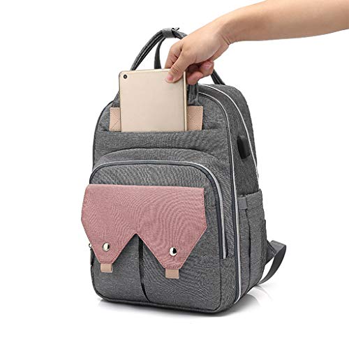 Mommy Pañal Bolsa de pañales de gran capacidad USB maternidad cuidado del bebé mochila de enfermería con kit de cochecito, económico y práctico