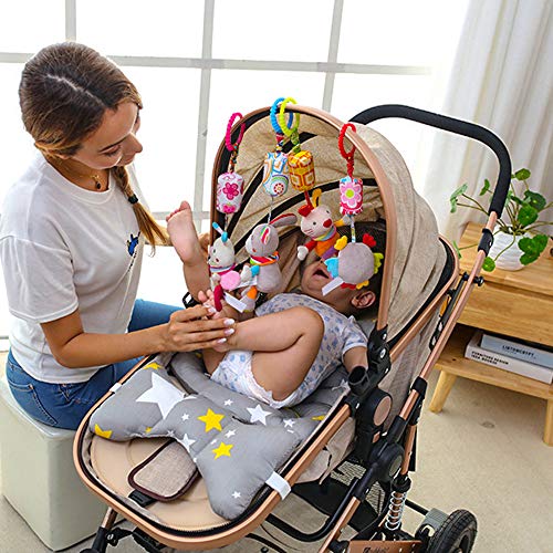 MOOKLIN ROAM 4 Piezas Colgantes para cochecitos de bebé, Sonajero recién Nacido, Cochecito de niños Juguetes Colgantes para bebés, Sonajeros Suaves Juguetes para bebés de 3 6 9 12 Meses Niños y niñas