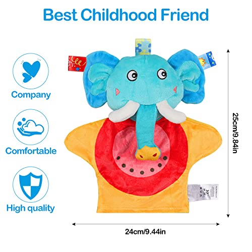 MOOKLIN ROAM Juguete de Sonajero Elefante Muñeca de Peluche, Marionetas de Mano de Animales Cobija para bebé de Tela Suave, Juguetes de Animales Bonitos para Recién Nacidos Niños Bebés