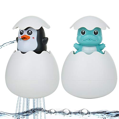 MOOKLIN ROAM Pingüino Squirting Juguete del Baño, 2pcs Juguetes de Natación del Flotante Seguro sin BPA, Juguetes Bañera Dinosaurio Reflejo para Bebe Niños Agua Piscina Baño Playa