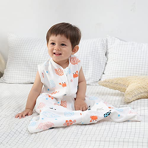 Mosebears Saco de dormir para bebé de verano, 0,5 tog, saco de dormir para bebé, 100% algodón, transpirable, saco de dormir para bebé (Ocean animal, S (0-6 meses)