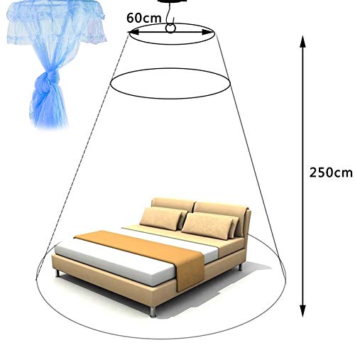 Mosquitera Cama, NALCY Mosquitera, Dosel para Cama, Mosquitera de Poliéster con Domo, Red Colgante para Cubrecamas, se Puede Utilizar para Decorar la Habitación y Prevenir Insectos （Azul）