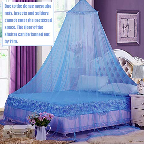 Mosquitera Cama, NALCY Mosquitera, Dosel para Cama, Mosquitera de Poliéster con Domo, Red Colgante para Cubrecamas, se Puede Utilizar para Decorar la Habitación y Prevenir Insectos （Azul）