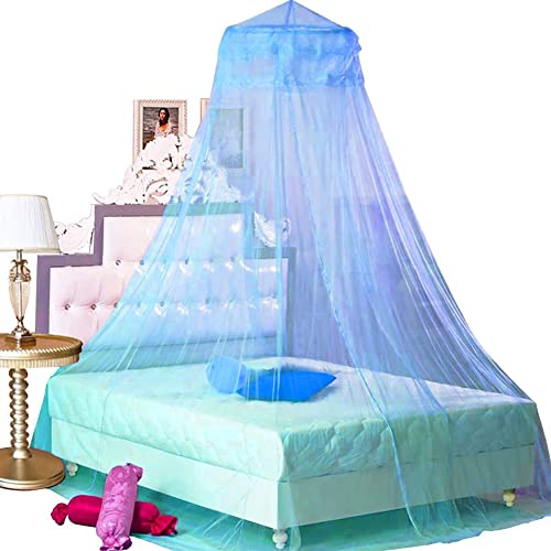 Mosquitera Cama, NALCY Mosquitera, Dosel para Cama, Mosquitera de Poliéster con Domo, Red Colgante para Cubrecamas, se Puede Utilizar para Decorar la Habitación y Prevenir Insectos （Azul）