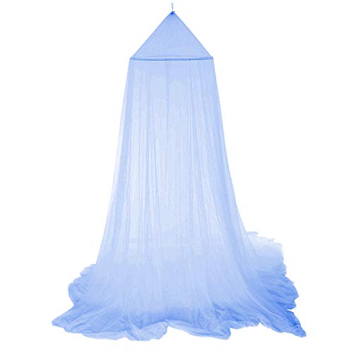 Mosquitera para cama, toldo de cama, cortinas de princesa, mosquitero, con encaje, para niños, protección contra insectos y moscas, altura decorativa de 250 cm, color azul