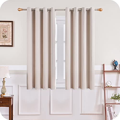 MRTREES Cortina Habitacion Opaca Termica 2 Piezas 140×122cm Cortinas Salon Moderno Aislantes Frío Calor Luz Cortinas Largas para Ventana Dormitorio Infantil Bebe Niños Beige con Ojales