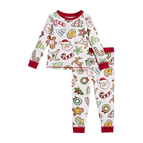 Mud Pie Bebé Navidad Galletas Pijamas, Rojo, 24 meses