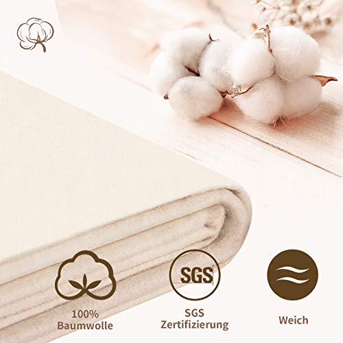 MUHOO Protectores de Colchón Molton, 140 x200cm Mattress Cover con Somier de 100% Algodón, Funda de colchón Cojín de Cama Lavable Anti-alérgico