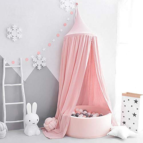 MUMA Cúpula De Carpa for Habitación Infantil, Decoraciones De Jardín De Infantes, Mosquitera De Algodón Doseles De Cama Tienda De Juegos Infantiles for Bebés, Altura 240 Cm / 94.5in (Color : Pink)