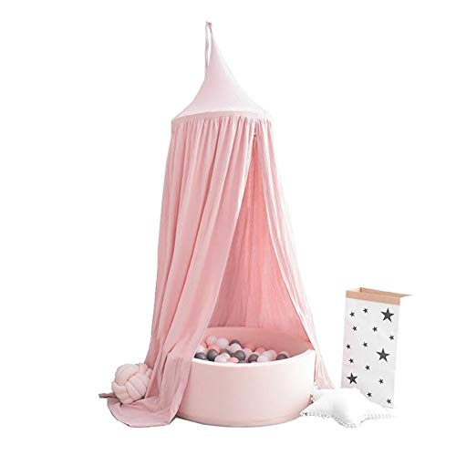 MUMA Cúpula De Carpa for Habitación Infantil, Decoraciones De Jardín De Infantes, Mosquitera De Algodón Doseles De Cama Tienda De Juegos Infantiles for Bebés, Altura 240 Cm / 94.5in (Color : Pink)