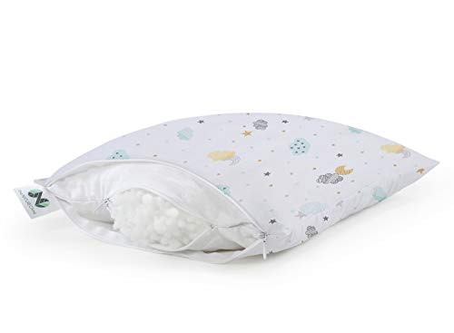 NATURECA Pack de 2 Almohada para Niños de Fibra siliconada, Almohada para bebé de 18 Meses, cojín Lavable e Respirable con Funda de algodón, Almohada Apta también para Cojines Decorativos