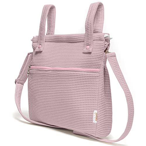 Nenel Bolsa Panera Para Carrito de Bebé piqué Gofre – Bolsa Talega para Carrito de Bebé piqué Waffle - Rosa maquillaje - Handmade