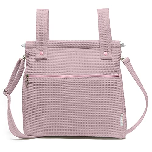 Nenel Bolsa Panera Para Carrito de Bebé piqué Gofre – Bolsa Talega para Carrito de Bebé piqué Waffle - Rosa maquillaje - Handmade